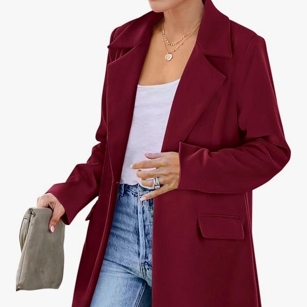 Elegant Women's Burgundy Blazer